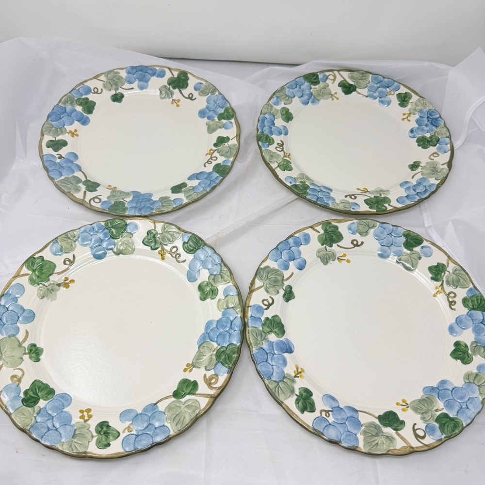 Metlox Poppytrail Sculptured Grape Dinner Plates Set of 4 Hand Painted 10.5"